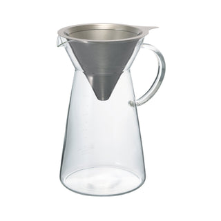 Hario | Hot Brew Metal Drip & Glass Decanter | Stainless Steel & Heat-Proof Glass | Silver & Clear | 700 ml