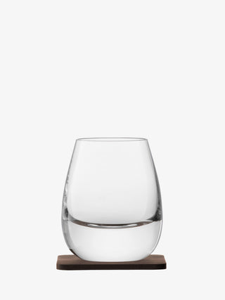 LSA International | Whisky Islay - Tumblers & Walnut Coasters | 250 ml | Crystal | Clear | Set of 2
