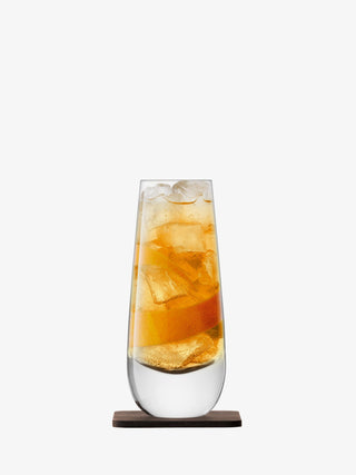LSA International | Whisky Islay - Mixer Glasses & Walnut Coasters | 325 ml | Crystal | Clear | Set of 2