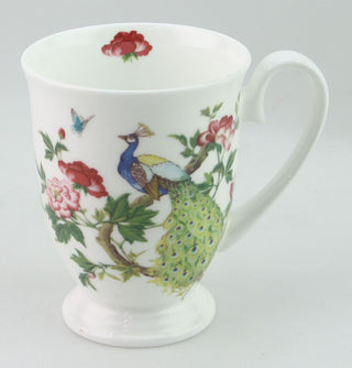 Stechcol | Peacock Bird - Tea/Coffee Cup | Bone China | 300 ml | White | 1 pc