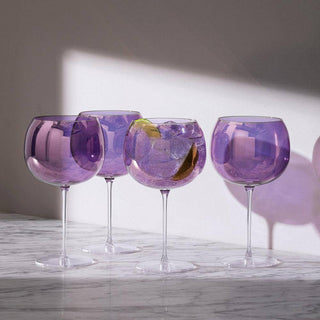LSA International | Aurora - Balloon Glasses | 680 ml | Crystal | Polar Violet | Set of 4