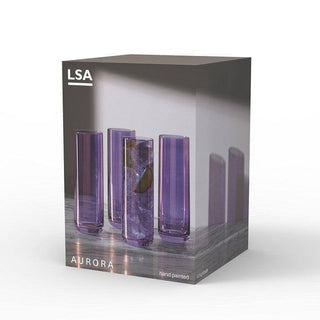 LSA International | Aurora - Highball Glasses | 420 ml | Crystal | Polar Violet | Set of 4