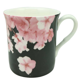 Stechcol | Thames-Side Garden - Tea/Coffee Cup | 320 ml | Fine Bone China | Black | Set of 4