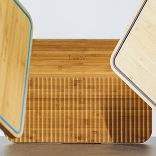 Trebonn | Wave - Chop & Slide Chopping Board | Small | Bamboo Wood | Blue | 1 pc
