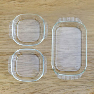 Hario | Heatproof Toaster Plate Set | 400ml & 900ml | 3-Piece Glass Baking & Serving Dish Set