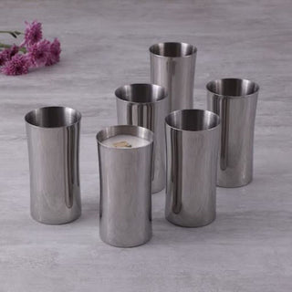 Arttdinox | Dainty & Tall Tumbler by Jindal | Stainless Steel | Silver | Set of 6