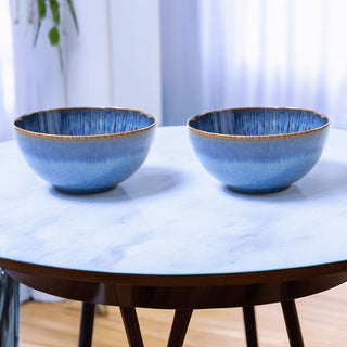 MESA | Agata Cobalto Bowl | Stoneware | 14 Cm | 530 ml | Set of 2