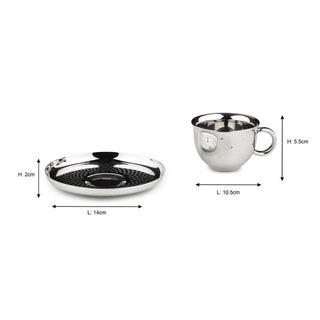 Arttdinox | Polka Cup &amp; Saucer | Set of 2 | Elegant Tea and Coffee Cup Set