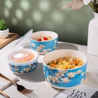 Takisso | Bowl Set Porcelain Mixing & Serving Bowls | Set of 3 | Microwave & Dishwasher Safe