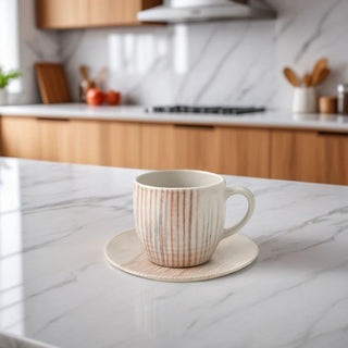 MESA | Rio Gold 2Cup & 2Saucer | Stoneware | Set of 4