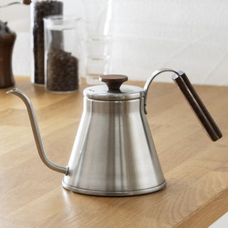 Hario | V60 Drip Kettle Wood | 800ml | Stainless Steel & Natural Wood | Hairline Silver