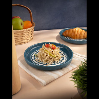 Takisso | Plate Set Porcelain Dinner Plates | Set of 2 | Blue