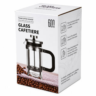 AltVibes | Glass French Press Coffee Maker | 600 ml | Stainless Steel Plunger | Black | 1 Pc