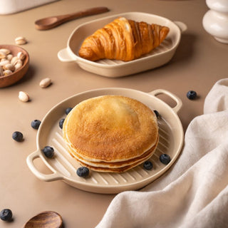 Takisso | Coffee Serving Set | Porcelain Grill Platters | Set of 2 | Microwave & Dishwasher Safe
