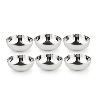 Arttdinox |  Rhythm Garden Dahi Bhalla Katori by Jindal Stainless | Stainless Steel | Silver | Set of 6