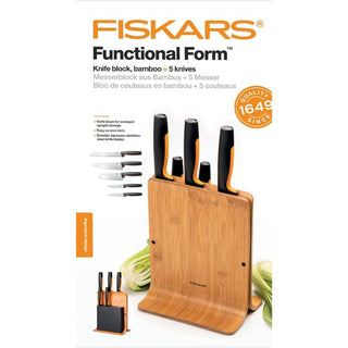 Fiskars | Functional Form Knife + Block Bamboo | 5 pcs FSC