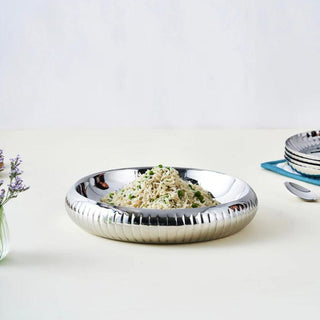 Arttdinox | Flute Rice Platter by Jindal | Stainless Steel | Silver