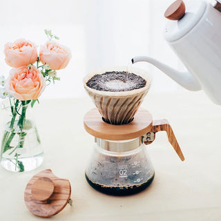 HARIO | Coffee Server Olive Wood | 600ml | Heatproof Glass | 1PC
