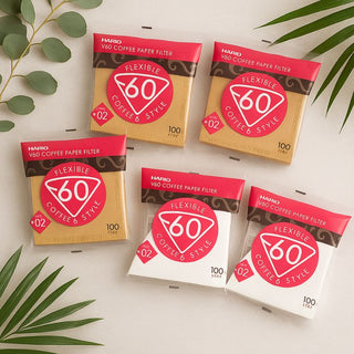 Hario | V60 Paper Filter Combo | Size 02 | 3 Brown + 2 White |  500 Sheets Pack 5 Combo