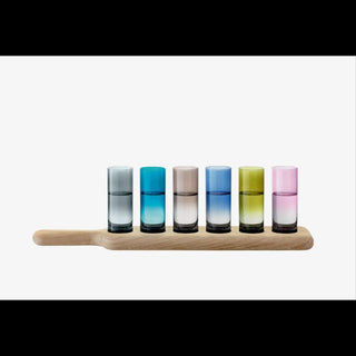 LSA International | Paddle Vodka Set & Oak Paddle  | L40cm  | Assorted Colours | Set of  6