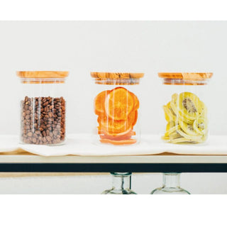 Hario | Glass Canister Olive Wood | 800ml | Airtight Coffee Bean Storage Jar | 1 Pc