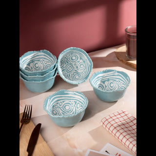 Takisso | Bowl Set  Porcelain Serving Bowls | Set of 6 | 300 ML | Microwave & Dishwasher Safe