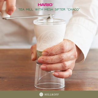 Hario | Chaco Tea Mill with Mesh Sifter Adjustable Green Tea Grinder | Smokey Green | 1 Pc