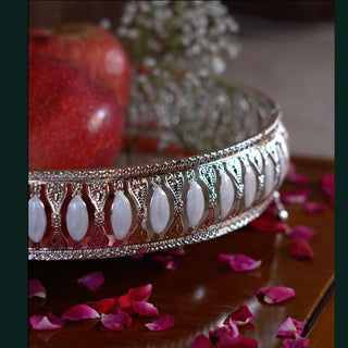 Āvaas | Tarangini - Fruit/Serving Tray | White & Silver |  1Pc