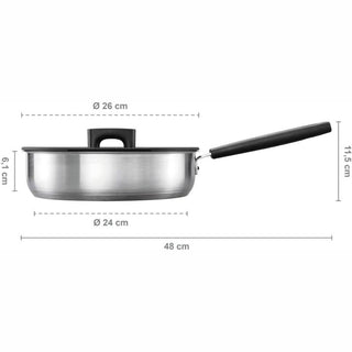 Fiskars | Face Stainless Steel Sauté Pan | 2.8L | 26 cm | With Lid
