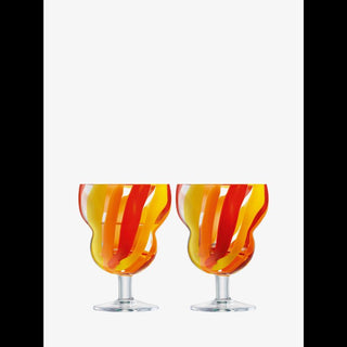 LSA International | Folk Water/Wine Glass |  230ml |  Orange/Red/Yellow | Set of  2