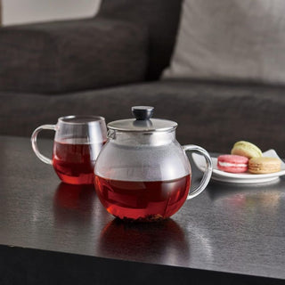 Hario | Glass Jumping Leaf Tea Pot | 600ml | Heatproof Glass Teapot | Stainless Steel Strainer