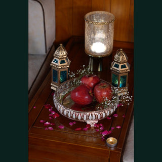 Āvaas | Tarangini - Fruit/Serving Tray | White & Silver |  1Pc