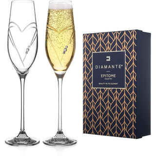 Diamante | Heart in Heart Flute Pair | 210 ml | Set of 2
