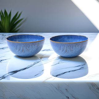 MESA | Agata Cobalto Bowl | Stoneware | 16 Cm | 780 ml | Set of 2