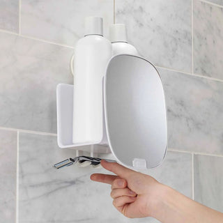 Joseph Joseph  | EasyStore™ White Shower Shelf with Adjustable Mirror | Silver