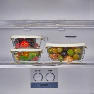 Hario | Heatproof Glass Container 250/600ml 3pc Set Off White