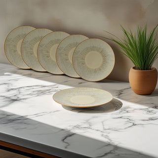 MESA | Agata Beige Half Plate | Stoneware |  21 Cm | Set of 6