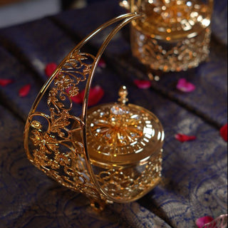 Āvaas | Kuber - Sugar Candy Bowl with Glass Container | Golden | 1 Pc