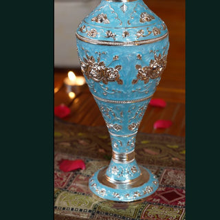 Āvaas | Raasa - Floral Flower Vase |Blue & Silver  | 1Pc