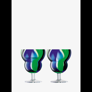 LSA International | Folk Water/Wine Glass |  230ml |  Black/Blue/Green | Set of  2