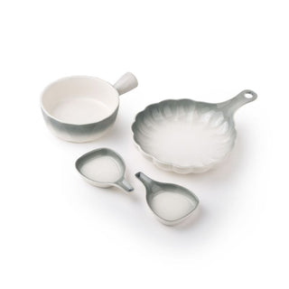 Takisso | Grey Serving Set | Porcelain Serving Bowls & Dip Dishes | 4 Pieces | Microwave & Dishwasher Safe