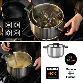 Fiskars | Face Stainless Steel Casserole | 3.5L | 20 cm | With Lid