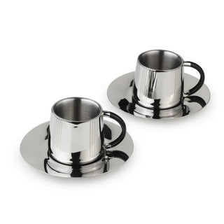 Arttdinox | Deco Cup & Saucer by Jindal | Stainless Steel | Silver | Set of 2