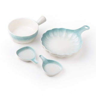 Takisso | Porcelain Serving Set | 4 Piece Serving Bowl & Dip Dish Set | Microwave & Dishwasher Safe