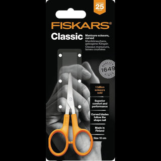 Fiskars | Stainless Steel HRC 57 Classic Curved Manicure Scissor | Orange | 1Pc