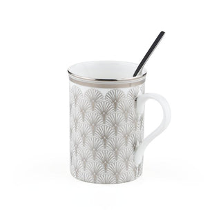 Arttdinox | Platinum Mug with Stirrer | Stainless Steel | Set of 2