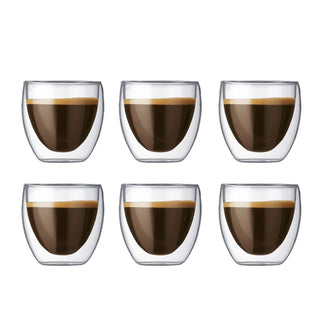 Bodum | Pavina Double Wall Clear Espresso | Shot Glass Extra Small | 2.5 Ounce|  6-Pack