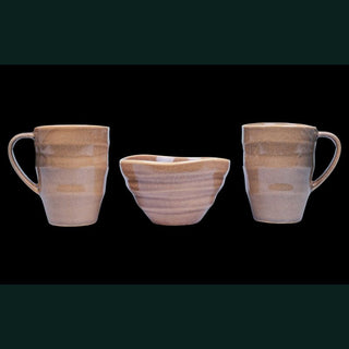 Fujitake Laps Series | 2 Mugs & 1 Bowl Set | Burnt Sienna | Set of 3