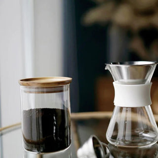 Hario | Glass Canister Olive Wood | 800ml | Airtight Coffee Bean Storage Jar | 1 Pc
