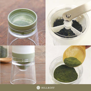 Hario | Chaco Tea Mill with Mesh Sifter Adjustable Green Tea Grinder | Smokey Green | 1 Pc